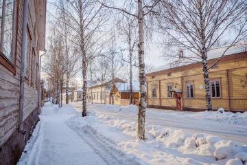 Talvisia puutaloja